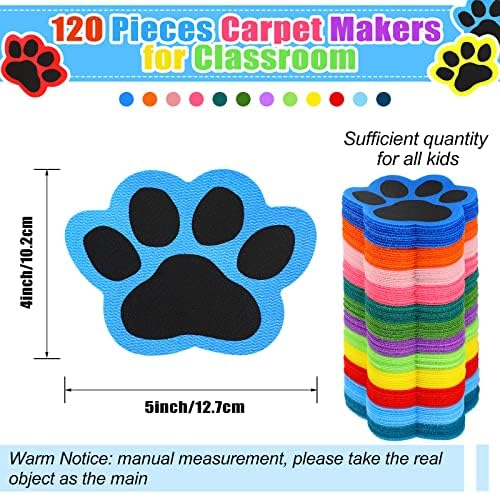 120 komada Paws markeri za tepihe spotovi Paw Carpet Dots Paw Prints Floor markeri višebojni