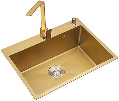 FKSDHDG brušeni Zlatni single sudoper kuhinjski sudoper od nerđajućeg čelika kuhinjski peškir Undermount