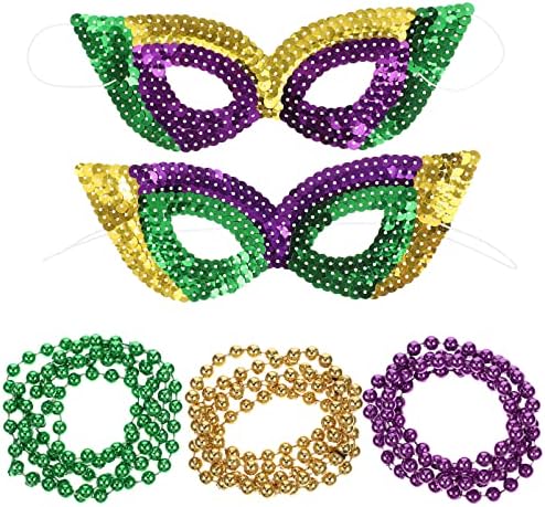 ABOOFAN Mardi Gras maske Mardi Gras perle ogrlice Karneval Parada maskenbal kostim potrepštine za odmor stranka favorizira Random boja