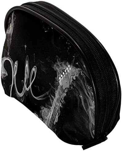 Mala šminkarska torba, patentno torbica Travel Cosmetic organizator za žene i djevojke, vatrena plamena Ljubavna gitara Muzika Rock Grey