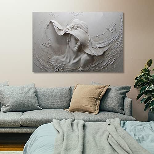 Posteri žena skulptura zid Art gipsa reljef zid Art ljepota ulje slikarstvo Moderna dekoracija platno grafike za dnevni boravak spavaća soba ured kuhinja dekor 24x36inch Frame-Style