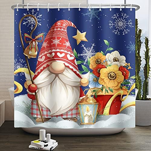 Yeele tamno plavi tuš za zavjese Božićni tuš Cred Gnome zavjesa za kupatilo Santa Claus Tuš za tuširanje,