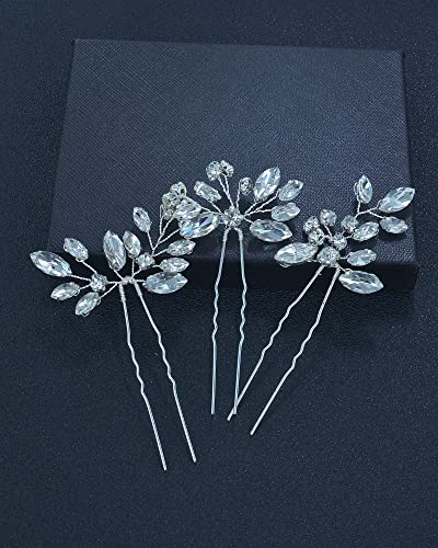 Bridal Hair Accessories, Beusoulover 8pcs Crystal Wedding Hair Pieces, Handmade Rhinestone Bridal Hair Pin