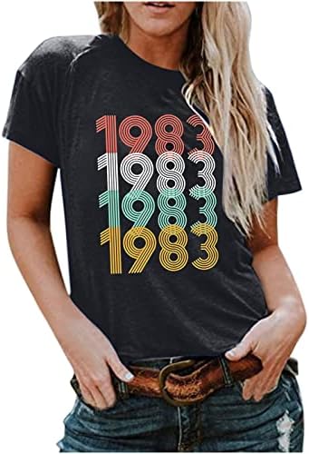 Žene Shirts Retro Best of 1983 Mixtape Vintage Fortieth Birthday Cassete T-Shirt grafički Tees Meki