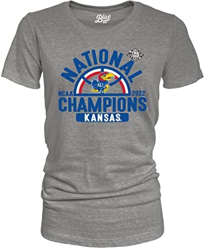 Plava 84 ženska NCAA Kansas Jayhawks Nacionalni košarkaški šampioni T-Shirt 2022 Triblend Heather