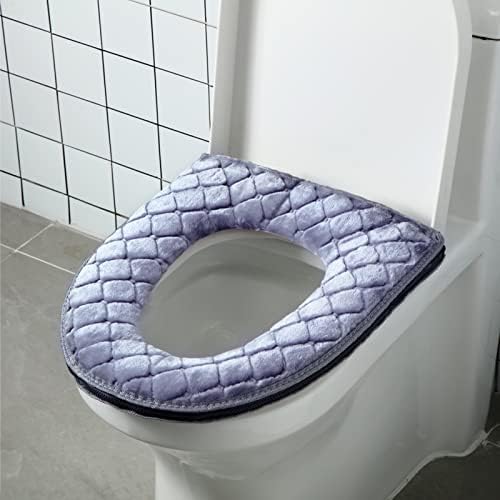 Prekrivači za toalet za kupatilo 2 komada WC sjedala sjedalo za jastuk mekan Deblji toplije za pranje topli wc sjedalo poklopac tkanina za hlađenje Fluffy wc sjedalo sa patentnim zatvaračem