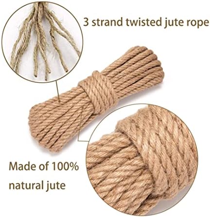 Suprwin 1/2 inčni upleteni konop Jute, 3 naturalni konop, prirodni vintage konop viseći ljuljački kabel