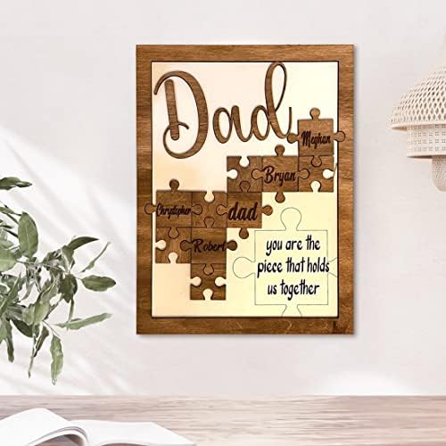 Poklon za tatu-personalizovani vi ste komad koji nas drži zajedno Puzzle znak drveni zidni dekor Prilagođeno Drvo gravirana ploča sa imenima za djecu rođendan Dan očeva poklon za tatu od kćeri sina
