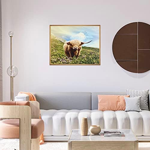 Chuies Highland kravja zidna umjetnost, 6pcs 8x10 inčni platnena kupaonica Zidna umjetnička poster za poster za dnevnu sobu Spavaća soba Unfrand