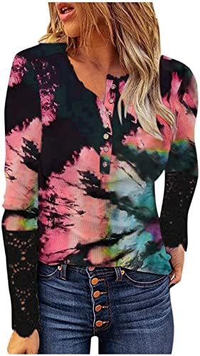 Velika majica za pletene košulje od vafle za žene Ispis čipke Jesen vrhovi lagana pletena bluza