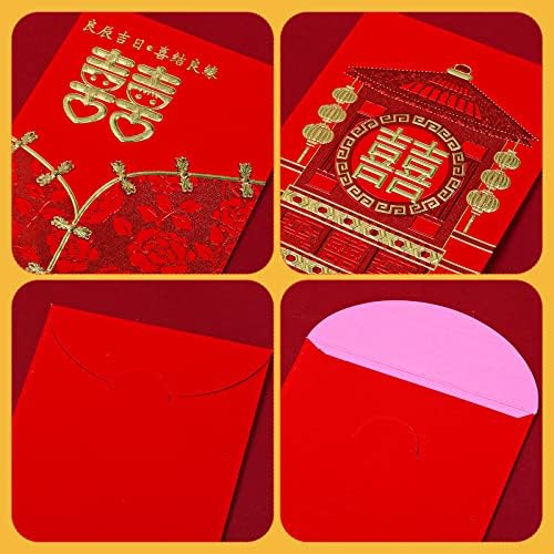 12kom vjenčane crvene koverte, kineske crvene koverte Hong Bao Lucky Money koverte Lai pogledajte