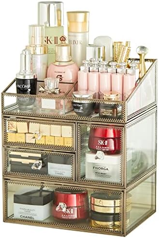Hersoo Antique Prostrani parfemske ladice / ogledalo staklene ladice za staklene jedinice / Metal kozmetički
