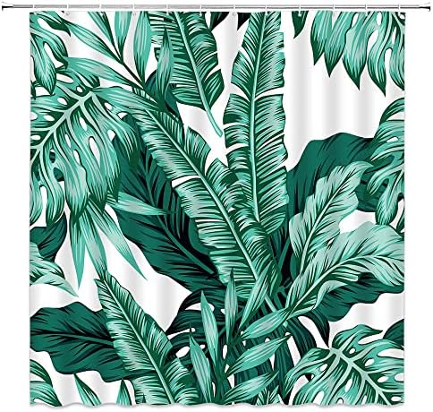 Tropical zeleno listovi tuš za tuš palmi monstera banana list botanička ljetna džungla moderna ružičasta
