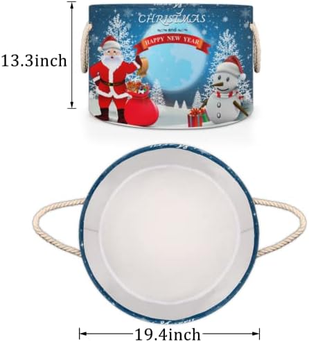 Božićni santa Reindeer 05 Velike okrugle košare za skladištenje basketa za pranje rublja sa ručkim košarom