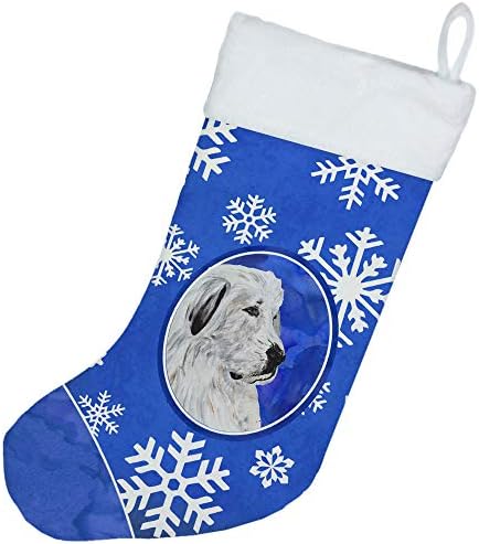 Caroline's SC9786-CS Great Pyrenees zimski snježni pahulji Božićne čarape, kamin Viseće čarape Božićna sezona Dekor zabave Obiteljski odmor,