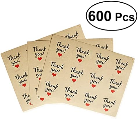 Abaodam 600kom naljepnice za pečat Hvala ljepljive naljepnice Kraft papir Hvala naljepnice za koverte naljepnice