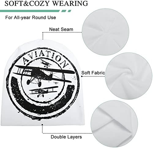 Aviation i avioni žig Silhouettes Unisex Beanie Cap Mekana topla lubanja kapa za pulover za spavanje Ležerne