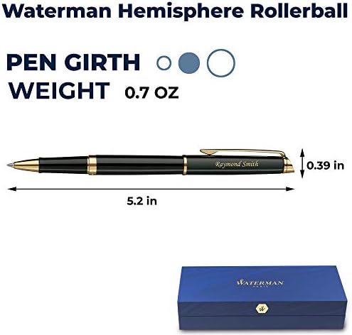 Dani Pens Personalizirani Waterman Pen | Gravirana hemisfera vodena materna crna sa zlatnim oblogom rolorball