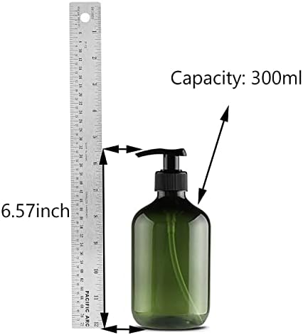 10 OZ Pump boca plastična pumpa raspršivača za losion za praznu bocu, amber i zeleno 6 pakovanje,