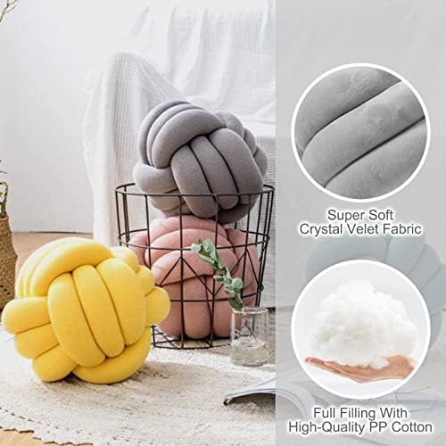 LANYOS Knot Ball jastuk, okrugli meko bacanje dekorativni jastuci, ručno pleteni plišani Jastuk, jastuk za uređenje doma Boucle jastuk