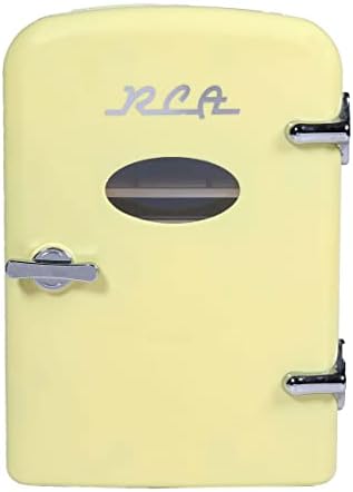 RCA RMIS129-žuti mini hladnjak, žuti i koolatron retro mini prijenosni frižider, 4L kompaktni hladnjak za kože, serum za kozmetike, maska ​​za lice, lični hladnjak, uključuje 12V i AC kablove