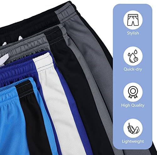 Resinta 4 pakovanje dječaka MESH Atletski kratke hlače Prozračne brze suhe aktivne kratke hlače s košarkama za crtanje za teretanu