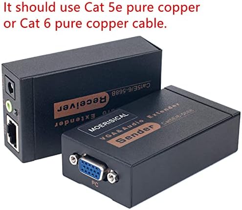 Moerisical VGA CAT5E CAT6 Extender 300ft video repetitor preko Ethernet kabla, do 100m, pošiljatelja + prijemnik