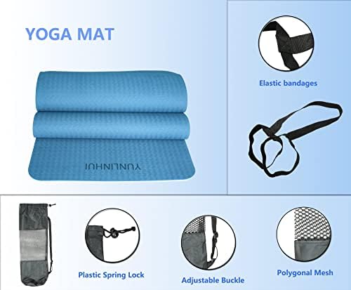 Yunlinhui TPE prostirka za jogu dvostrana neklizajuća prostirka za jogu pogodna za početnike i muške i ženske prostirke za jogu na profesionalnom nivou, sa trakom za nošenje i torbom za odlaganje (debljine 72Lx24Šx0, 24)