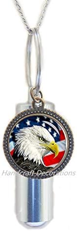 RukovanjeDecoracija American ćela Eagle urn kremacija urna ogrlica, američka zastava urn, šarm kremacija