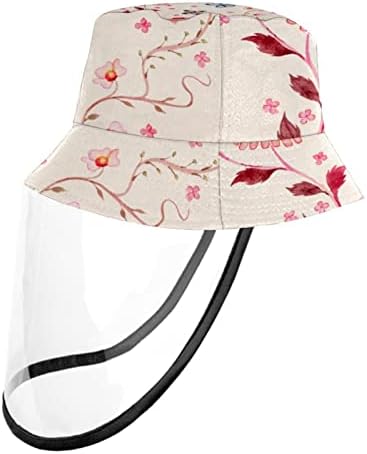 Zaštitni šešir za odrasle sa štitnikom za lice, ribarski šešir protiv sunčane kape, ružičasti krizantemum vintage leptir cvjetni moderni