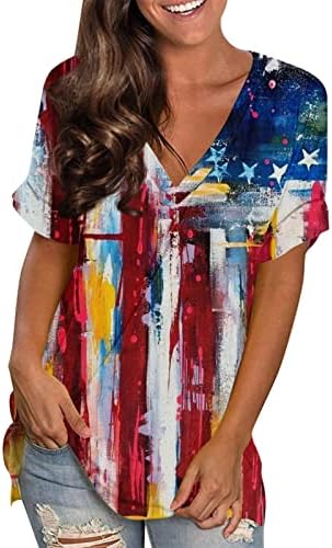Adhowbew Žene 4. jula kratki rukav Američki zastava T majice 2023 Ljetne trendi zvijezde Stripes Plus veličine vrhova