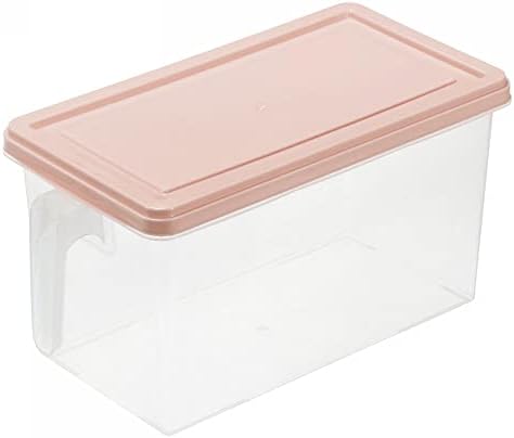 Uxcell plastični kontejneri za skladištenje hrane sa poklopcima ručke, Organizator za skladištenje hrane Fresh Box frižider Organizator za čuvanje voća-Pink