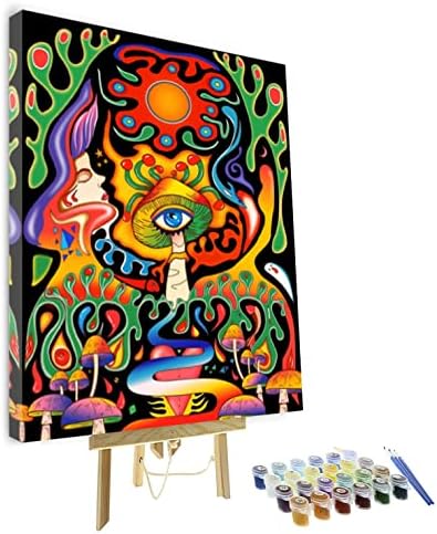 TUMOVO boja po broju, boja po brojevima za odrasle djecu početnike, apstraktno slikarstvo gljiva po brojevima na platnu sa četkama i pigmentom za djecu savršeni pokloni, 16x20 inča, uokvireno