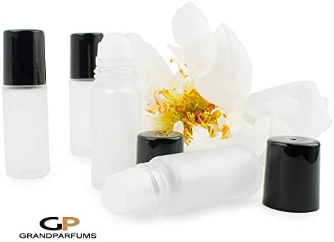 Grand Parfums zamrznuto staklo Velika boca za punjenje punjenja sa sjajnim bijelim plastičnim kapicama 1,0