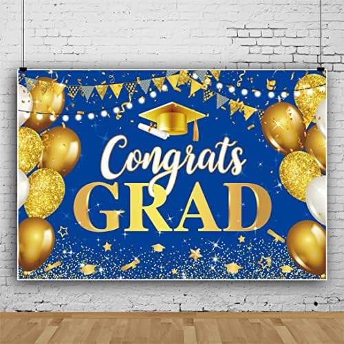 Plavo zlato pozadina za diplomiranje 2023 grad čestitke Banner za diplomiranje party dekoracija klasa