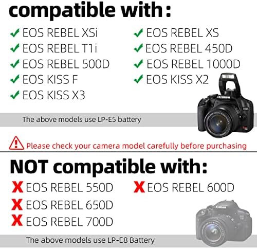 Glorich ACK-E5 Zamjena izmjeničnog adaptera za napajanje za Canon EOS Rebel Xsi XS T1i 450D 500D 1000D