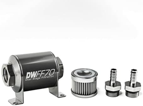 Deatschwerks filter goriva nehrđajući čelik za 3/8in | Univerzalni inline stambeni komplet | 10 mikrona