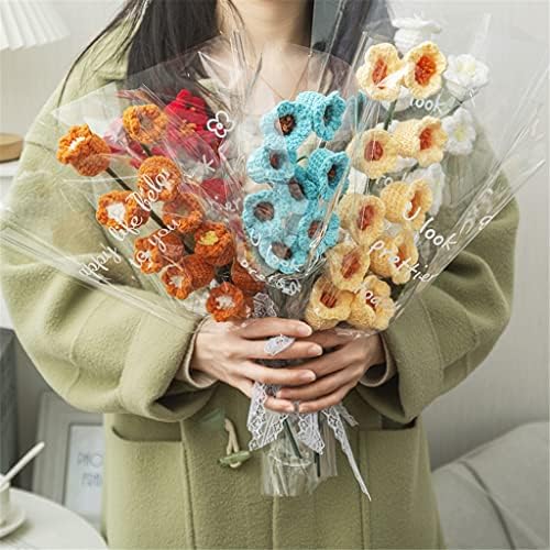 Dann ručno pletena pređe Crochet Bluebell Umjetni cvjetovi Buket za ukras za vjenčanje Početna