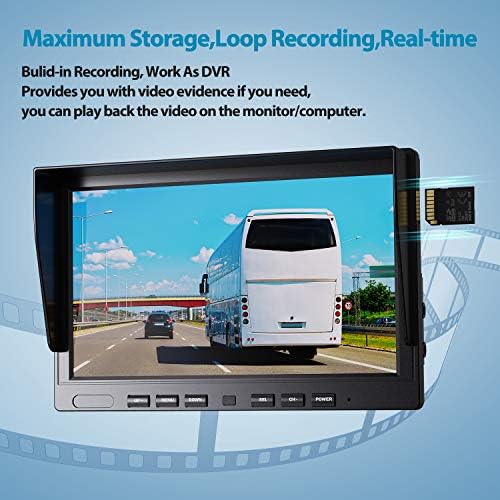 Fookoo ⅱ 10 1080p Žičani sigurnosni sistem kamere, 10-inčni HD dvostruki podijeljeni monitor s snimanjem IP69 vodootporan pogled na stražnju kameru Parking linije za parkiranje do 2 kamere za kamione / prikolice / RV