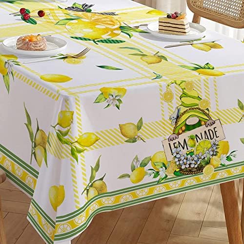Hexagram limunski stolnjak, limunski stol krpa pravokutnik 60x120 inča, unutarnji ili vanjski odmor žuti stolni dekor za večeru