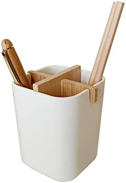 ECOBAMB Premium bijeli držač za olovku od bambusovih vlakana, kutija za olovku od bambusovog