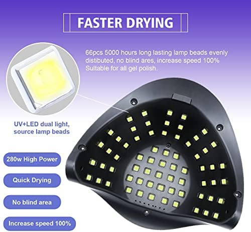 Find color UV Gel lampa za nokte, 280W UV sušilica za nokte LED svjetlo za Gel lak-4 tajmera profesionalna Nail Art dodatna oprema,stvrdnjavanje Gel nožnih noktiju, bijela, 1 kom