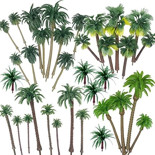 Cayway 34 kom model drveća kokosova palma Model drveća, 1.7 ~ 6.7 inčni mješoviti model stabla za Model