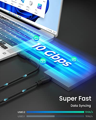 LDLRUI Brzi punjenje USB C kabl - 6FT Long, 10Gbps Prijenos podataka, 3A punjač za Galaxy S22