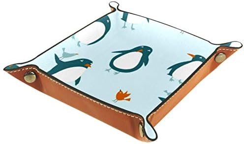 Sklopivi Rolling Dice igre Tray koža Square nakit ladice & sat, Ključ, novčić, kutija za čuvanje bombona 14.5 cm / 5.7 u Cartoon Penguin