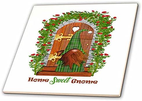 3drose Home slatki Gnome Home slatki dom crveno cvijeće, 3dramm-Tiles