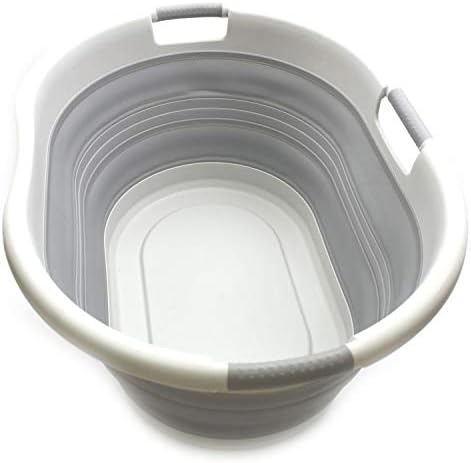 Sammart 57L Sklopiva košara za rublje s 3 rublja - ovalna kada - prenosivi za pranje prostora