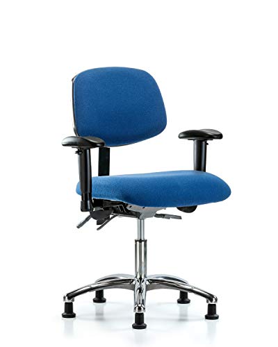LabTech sjedeća LT40982 ESD tkanina visina stola stolica hromirana baza, ruke, ESD klizi, plava
