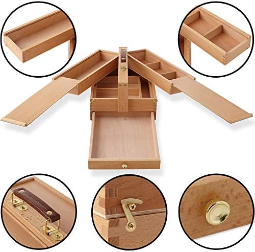 7 elemenata drvena multifunkcionalna kutija za alat za umjetnike i četke-Beechwood Art Supply Organizer