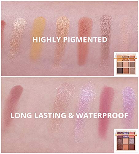 Movo 2 paket set paleta sjenila – 9 boja Nude mat i svjetlucava paleta šminke za sjenilo visoko pigmentirani